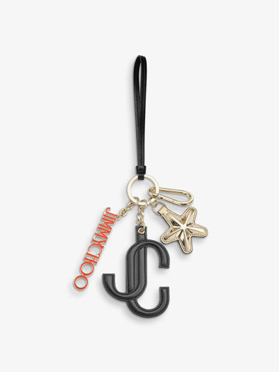 Jimmy Choo Multi charm black and orange star logo bag charm at Collagerie