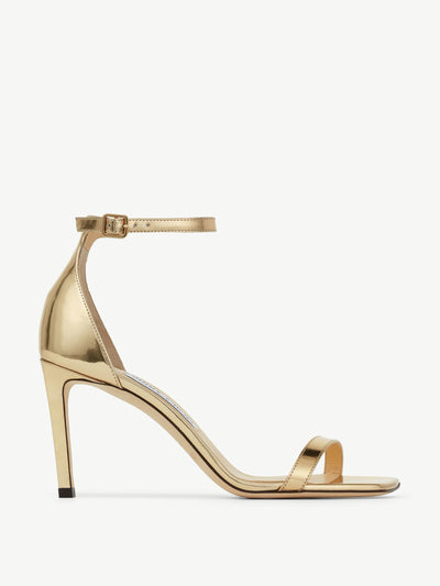 Jimmy Choo Alva 85 gold metallic sandals at Collagerie