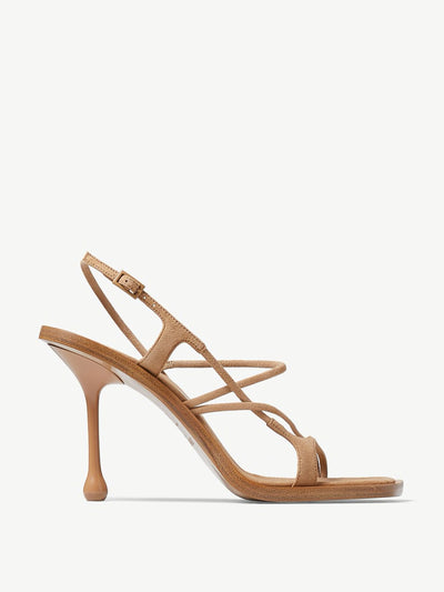 Jimmy Choo Amos 95 biscuit suede sandals at Collagerie