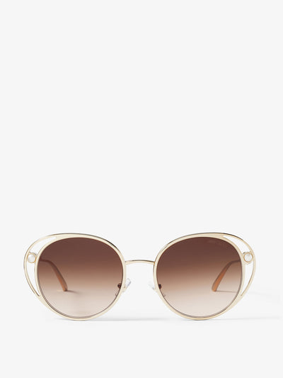Jimmy Choo Angela pale gold oval sunglasses at Collagerie