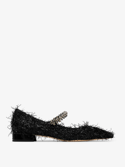 Jimmy Choo Bing pump black tinsel flats at Collagerie