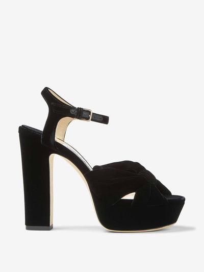 Jimmy Choo Black velvet platform sandals at Collagerie