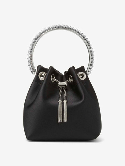 Jimmy Choo Black satin bag with crystal handle at Collagerie