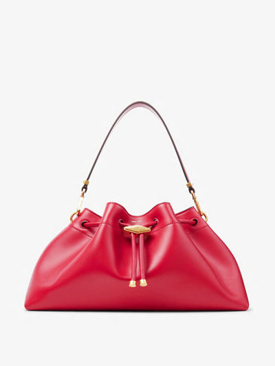 Jimmy Choo Cinch M ruby red leather handbag at Collagerie