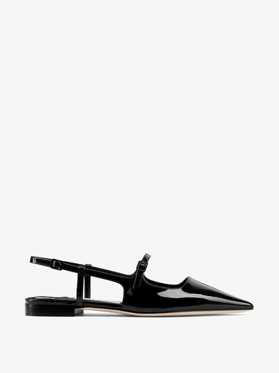 Jimmy Choo Didi black patent leather flats at Collagerie