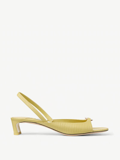 Jimmy Choo Yellow lizard print leather sandals at Collagerie