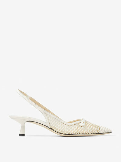 Jimmy Choo Amita 45 white mesh pumps at Collagerie