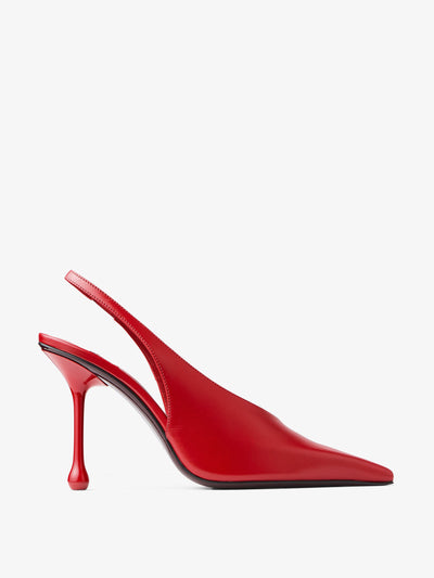 Jimmy Choo Isa 95 ruby red leather pumps at Collagerie