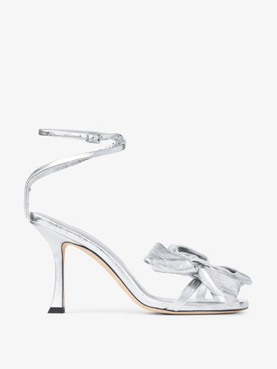 Jimmy Choo Staz sandal 90 silver vintage metallic leather sandals at Collagerie