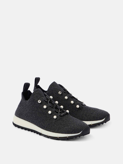 Jimmy Choo Veles black cashmere knit trainers at Collagerie