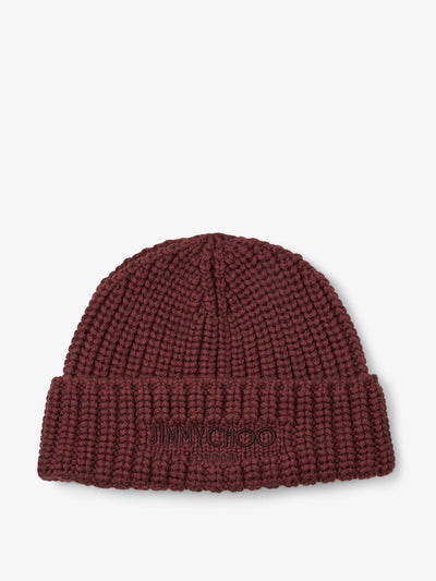 Jimmy Choo Yuki garnet embroidered cashwool hat at Collagerie