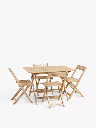 John Lewis & Partners Acacia wood foldable 4-seater garden dining table & chairs set at Collagerie