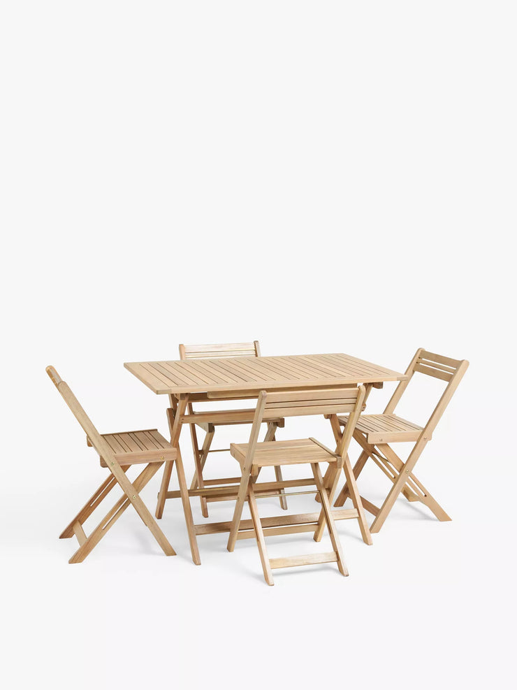 Acacia wood foldable 4-seater garden dining table & chairs set – Collagerie