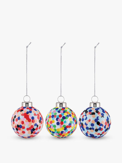 Alessi Glass dot Christmas baubles (set of 3) at Collagerie