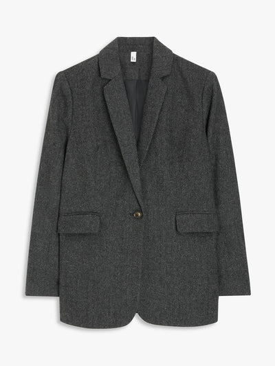 AND/OR Grey herringbone blazer at Collagerie