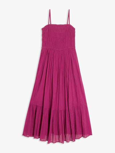 And/Or Pink tiered cotton midi dress at Collagerie