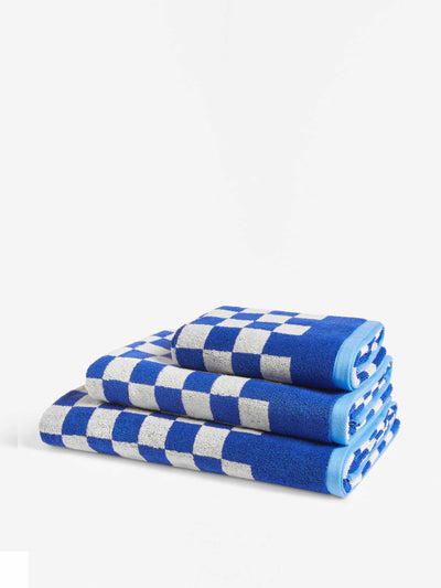 Anyday Blue checkerboard hand towel at Collagerie