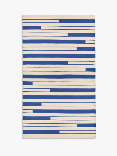 Anyday Blue striped rug at Collagerie