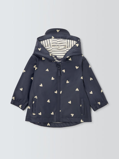 John Lewis & Partners Baby water resistant hearts rain mac jacket at Collagerie