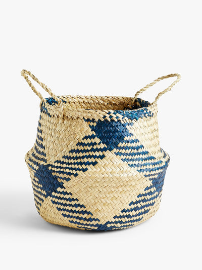 John Lewis & Partners Blue pattern seagrass basket at Collagerie