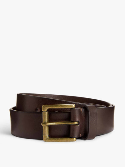 John Lewis & Partners Brown roller buckle leather belt at Collagerie