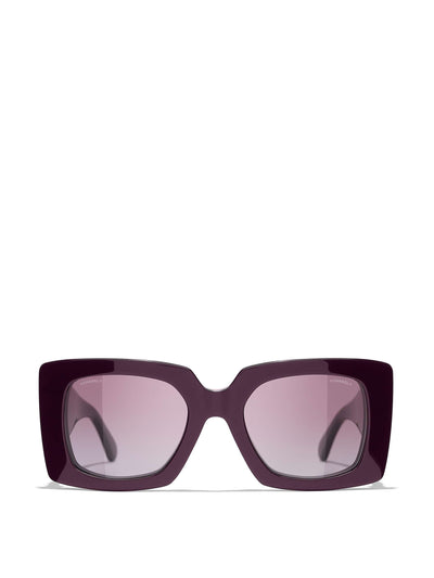 Chanel Burgundy rectangular sunglasses at Collagerie