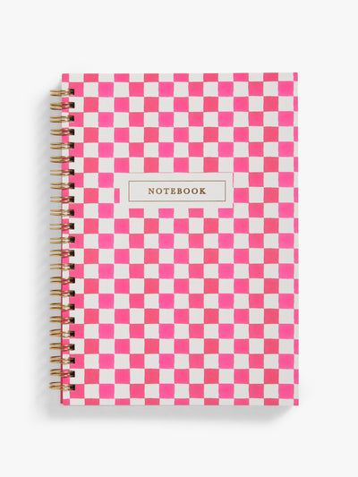 John Lewis & Partners Pink A5 check spiral bound notebook at Collagerie