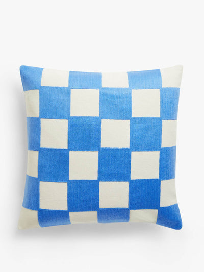 John Lewis & Partners Blue checkerboard cushion at Collagerie