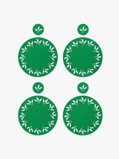 John Lewis Christmas holly felt placemats and coasters (set of 4) at Collagerie