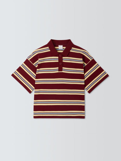 John Lewis & Partners Cotton pique short sleeved striped polo shirt at Collagerie