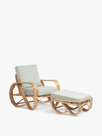 Desser Rattan lounge chair with footstall at Collagerie