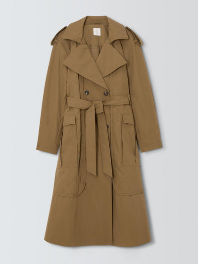 John Lewis & Partners Double breasted tie waist cotton blend trench coat at Collagerie
