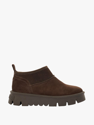 Dune Pod suede flatform mini ankle boots at Collagerie