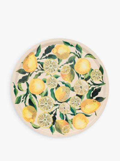 Emma Bridgewater Lemons print round wood tray at Collagerie