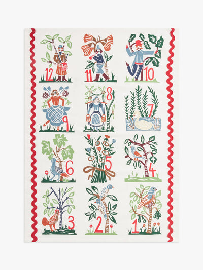 John Lewis 12 Days of Christmas cotton tea towel at Collagerie