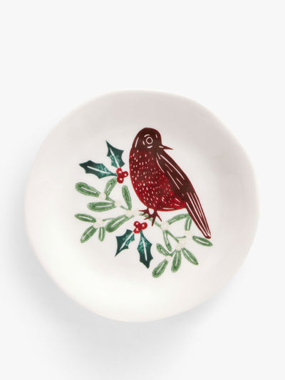 John Lewis Robin fine china mince pie plate at Collagerie