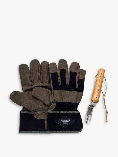 Gentlemen's Hardware Brown gardening gloves and root lifter at Collagerie