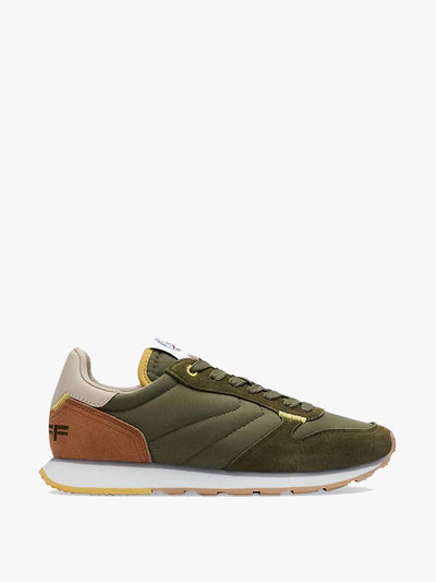 HOFF Khaki leather blend trainers at Collagerie