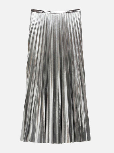 Hush Raven pleated liquid metallic maxi skirt at Collagerie