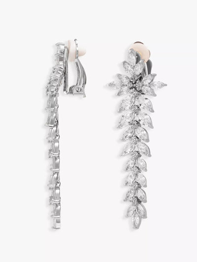 Jon Richard Silver plated crystal statement clip on earrings at Collagerie