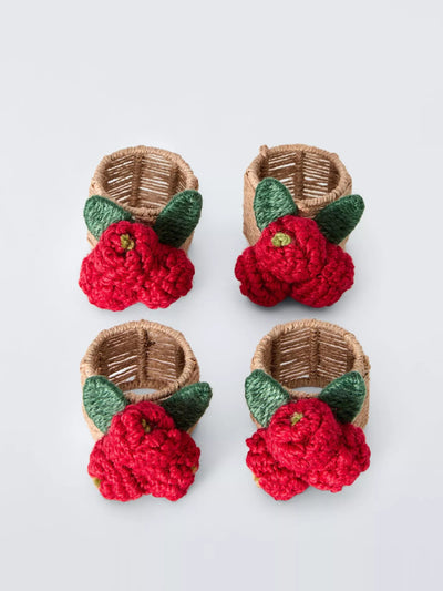 John Lewis & Partners Knitted berry napkin rings (set of 4) at Collagerie