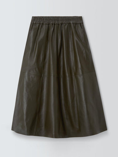 John Lewis & Partners Leather midi skirt at Collagerie