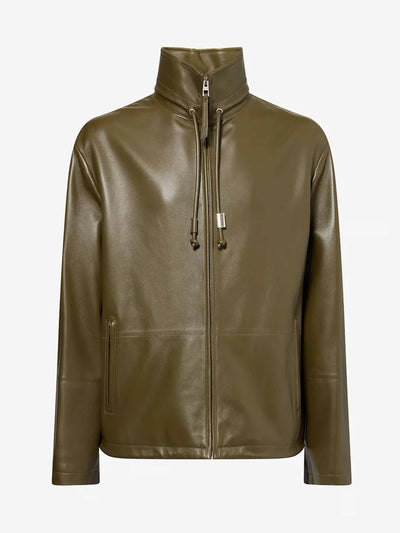 Loewe Relaxed-fit high-neck leather jacket at Collagerie