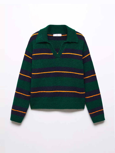 Mango Mosco striped polo neck sweater at Collagerie