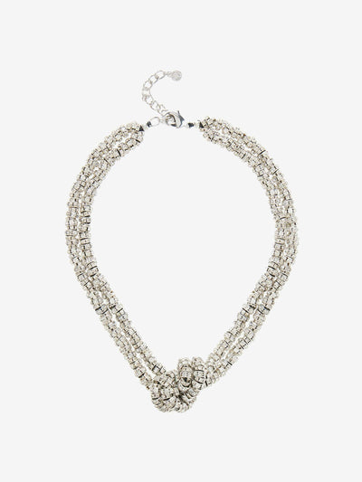 Mint Velvet Crystal knot necklace at Collagerie