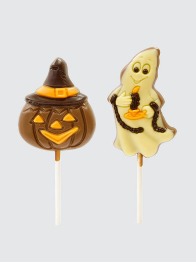 Natalie Ghost & Pumpkin chocolate lollipop assortment at Collagerie