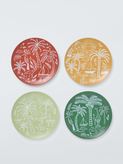 John Lewis & Partners Palm house plastic picnic dinner plates (set of 4) at Collagerie