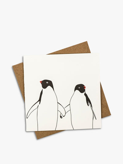 Penguin Ink Penguins in love blank greeting card at Collagerie