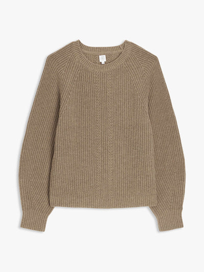 John Lewis & Partners Beige ribbed jumper at Collagerie