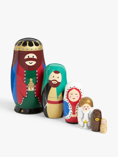 John Lewis Rainbow time capsule nativity nesting dolls (set of 5) at Collagerie